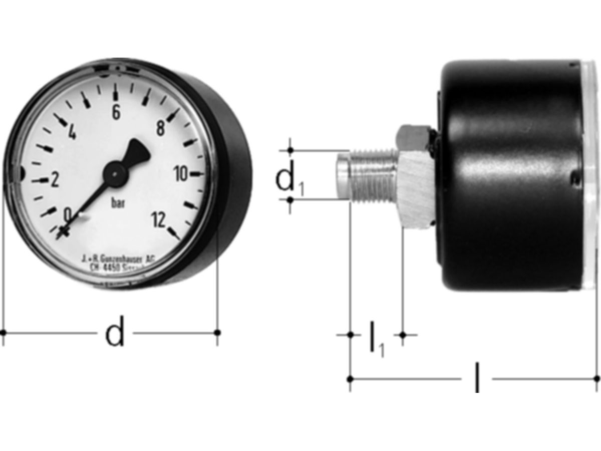 Manometer JRG DM40 1/8"-12 Bar - 8106.040