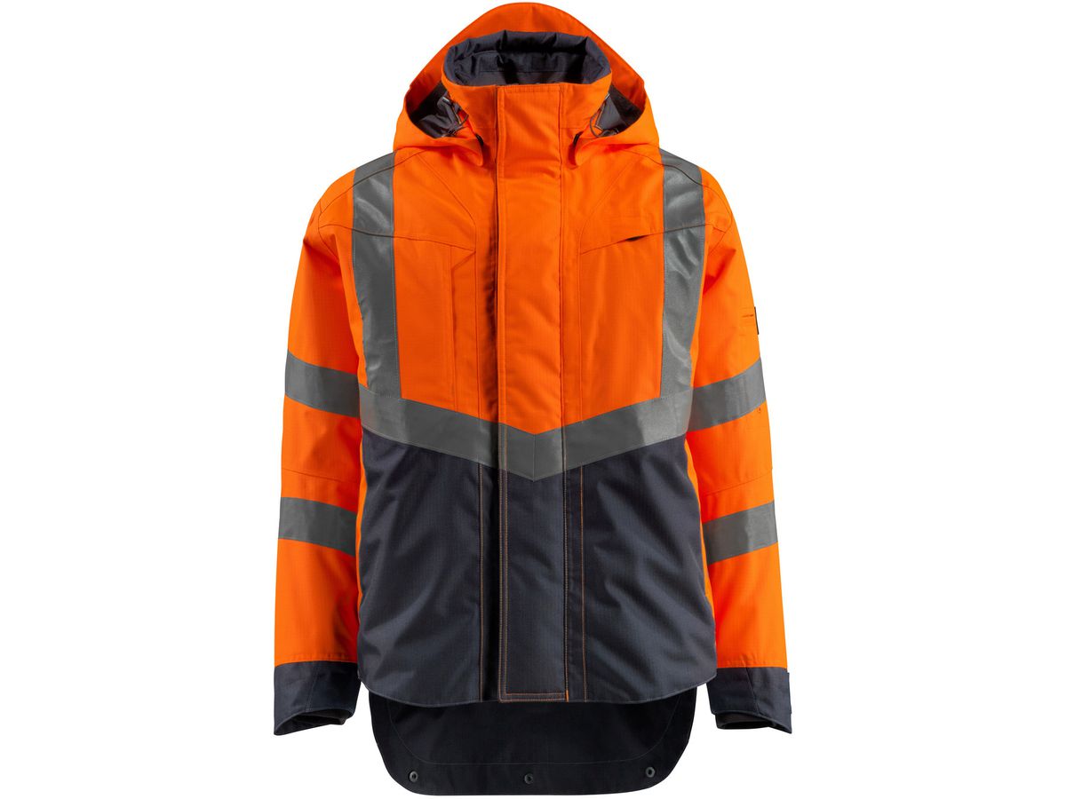 Regenjacke Harlow Gr. 2XL, 210 g/m² - hi-vis-orange/schwarzblau 100% Polyester