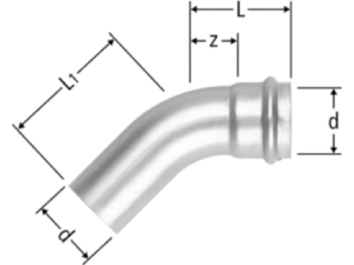 Optipress-Therm-Bogen 45°  28 mm - mit Einsteckende