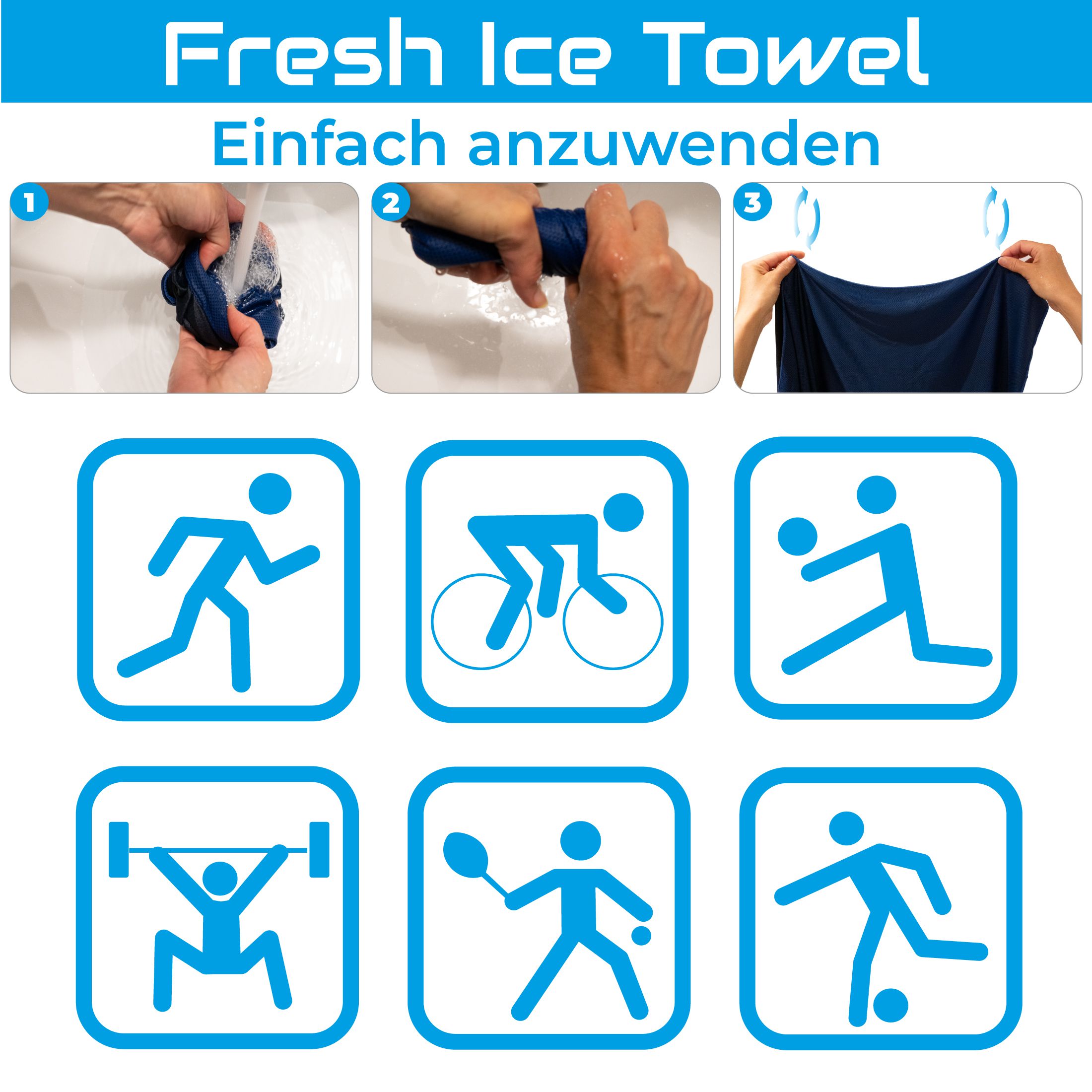 Fresh Ice Towel (blau) - 34 x 80 cm