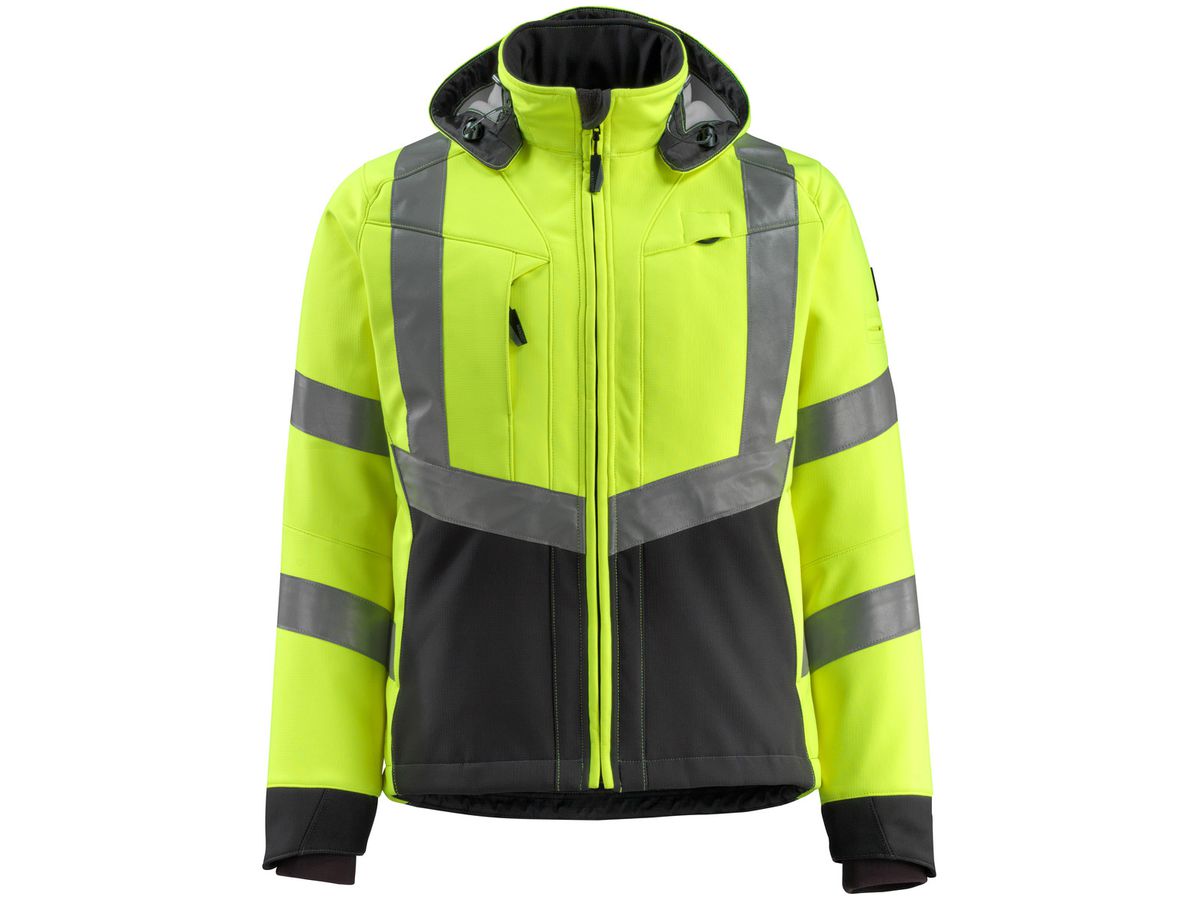 Soft-Shell Jacke Blackpool, Gr. 2XL - hi-vis gelb/schwarz, 100% PES