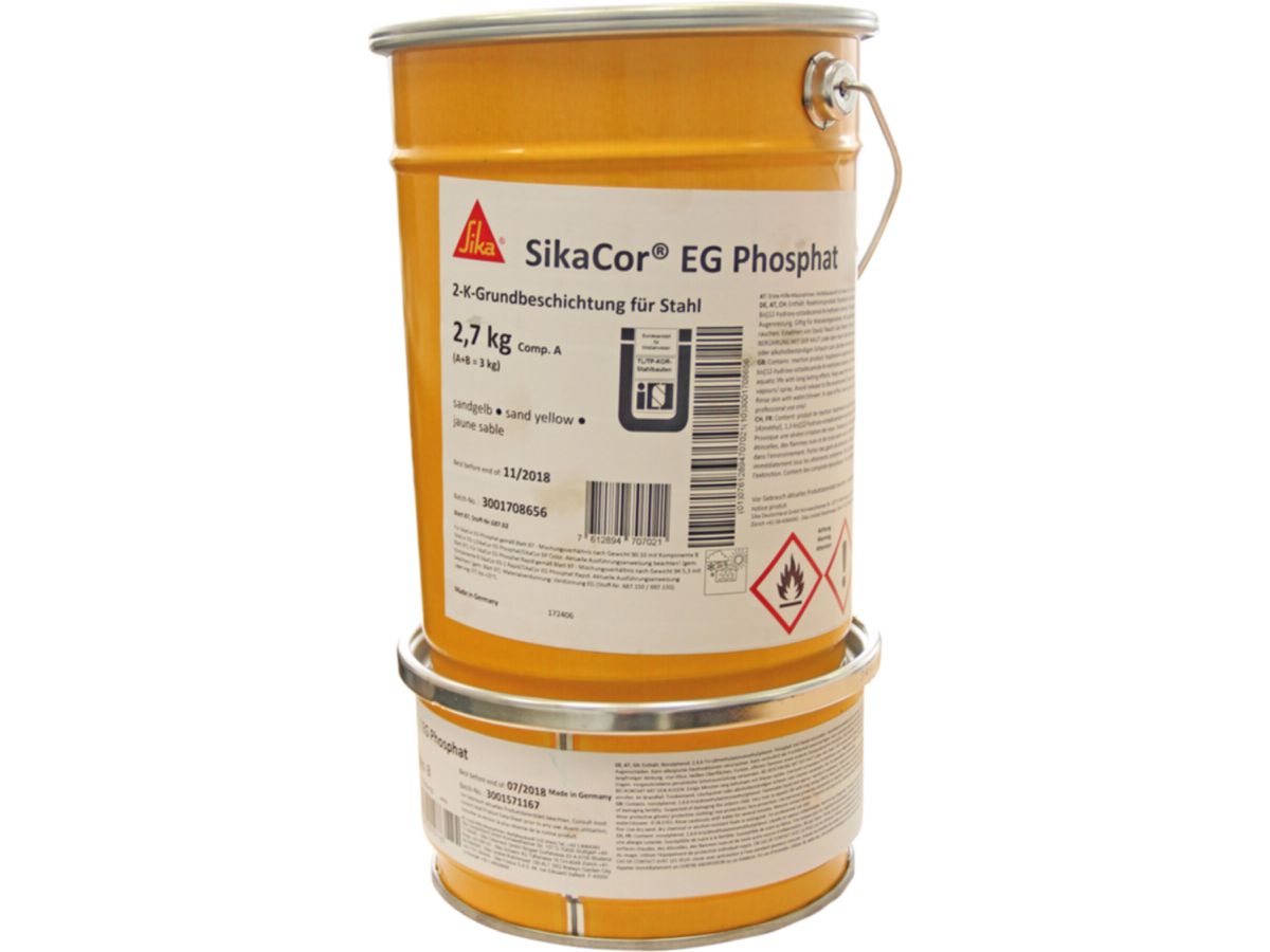 2-K-Grundbeschichtung für Stahl sandgelb - SikaCor EG Phosphat Kessel à 2.7kg