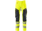 Hose mit Knietaschen, Stretch, Gr. 90C52 - hi-vis gelb/schwarzblau, 92% PES/8%EL