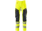 Hose mit Knietaschen, Stretch, Gr. 76C49 - hi-vis gelb/schwarzblau, 92% PES/8%EL