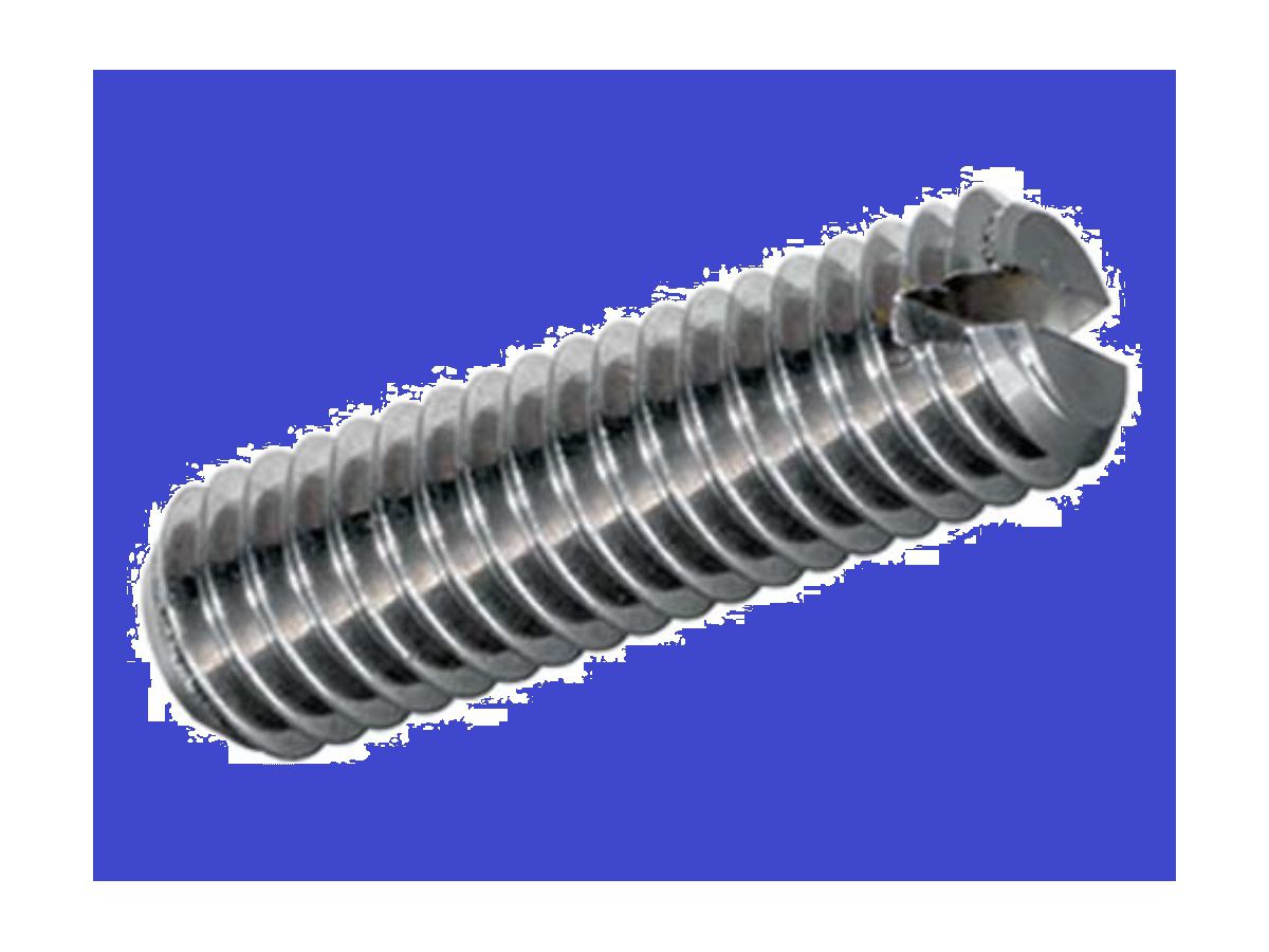 Gew-Stift Schlitz+Kegelk INOX A1 M2x2 - ISO 4766 DIN 551    Pak à 100 Stk