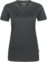 Damen-V-Shirt COOLMAX 2XL anthrazit - 100% Polyester, 130 g/m²