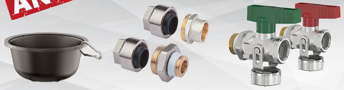 Flamco SET: Behälter, KFE-Entleerhähne - Schwarzrohradapter