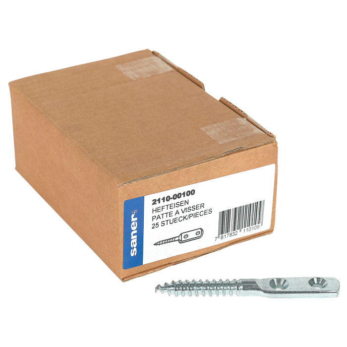 Hefteisen Ø 10 mm - mit 2 versenkten Löchern und Holzgewinde