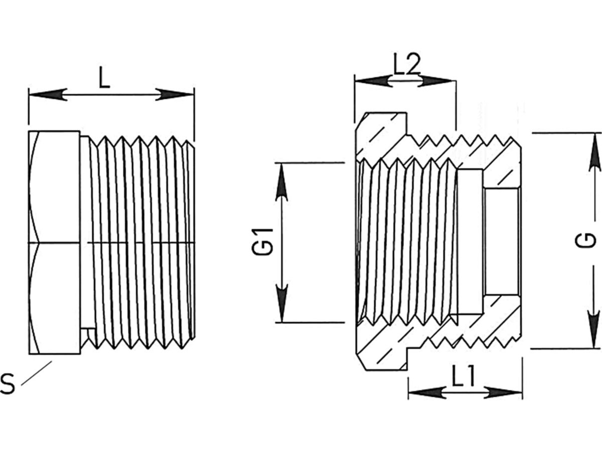Reduzierstück flachd. AG/IG 11/4"-3/4 - Messing