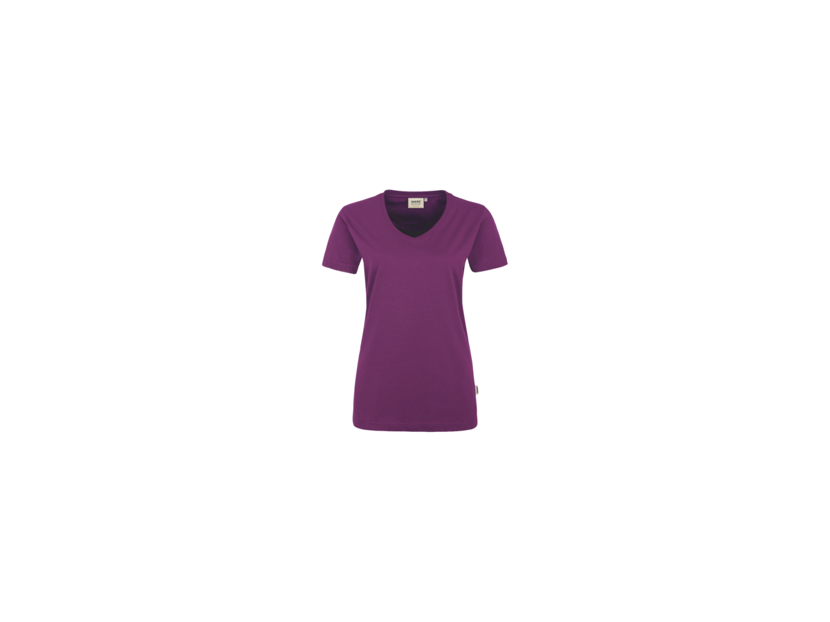 Damen-V-Shirt Perf. Gr. S, aubergine - 50% Baumwolle, 50% Polyester