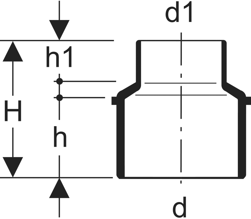 Geberit-Silent Reduktion 125/110 - zentrisch, lang