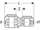 Geberit Reduktionen - FlowFit d1 Ø 20 / d Ø 40 mm