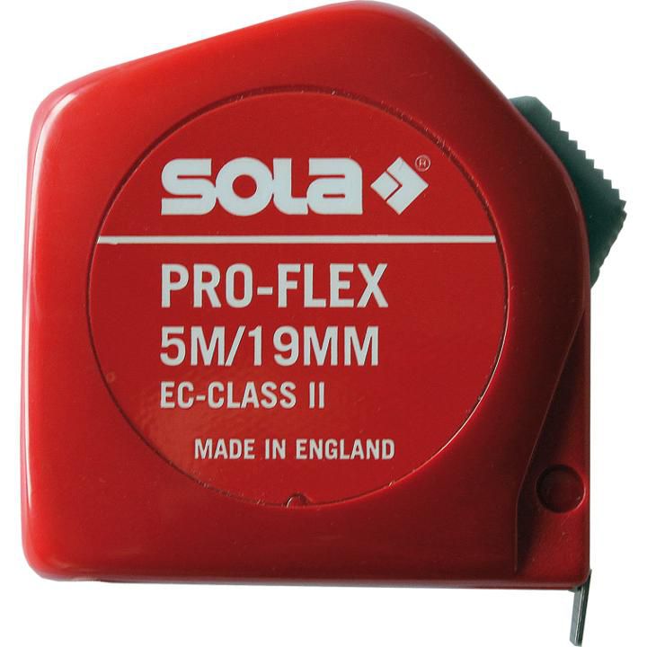 Rollmeter Sola Pro-Flex 5m - EG II, B 19mm, mit Gürtelclip