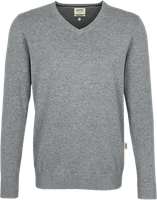 V-Pullover Premium-Cotton 2XL grau mel. - 100% Baumwolle
