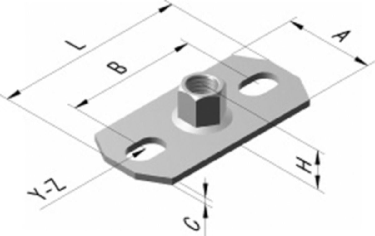 Grundplatte Pipex "Mini", 6-kant Mutter - 3.27/11.7 Verzinkt