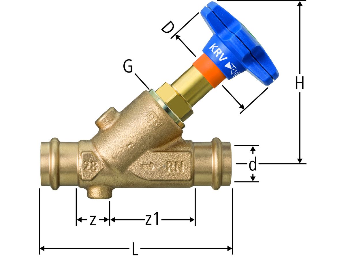 Optipress-Aquaplus-KRV-Ventil 22 - mit Easy-Top-Oberteil auf Rotguss