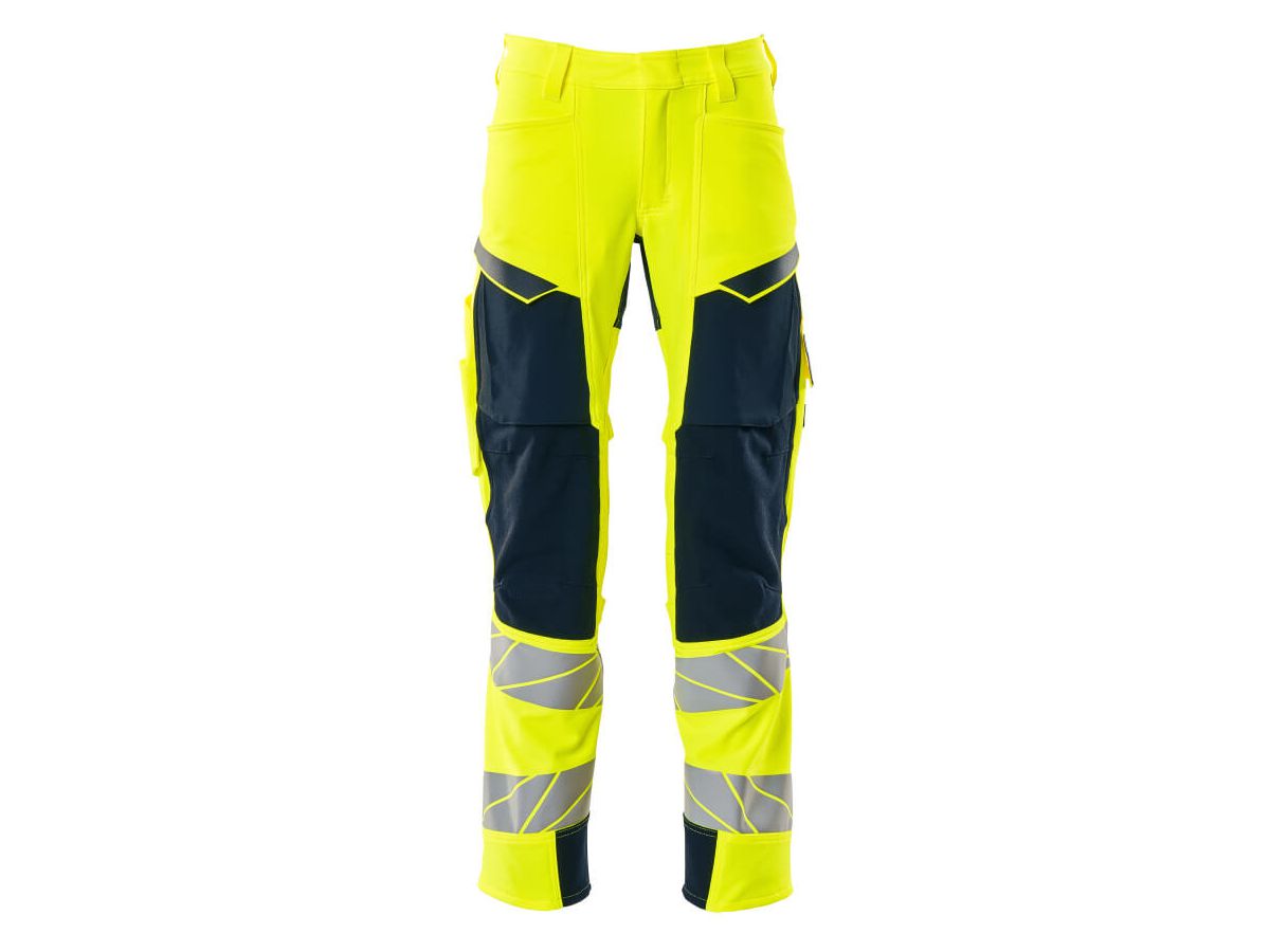 Hose mit Knietaschen, Gr. 76C48 - hi-vis gelb/schwarzblau