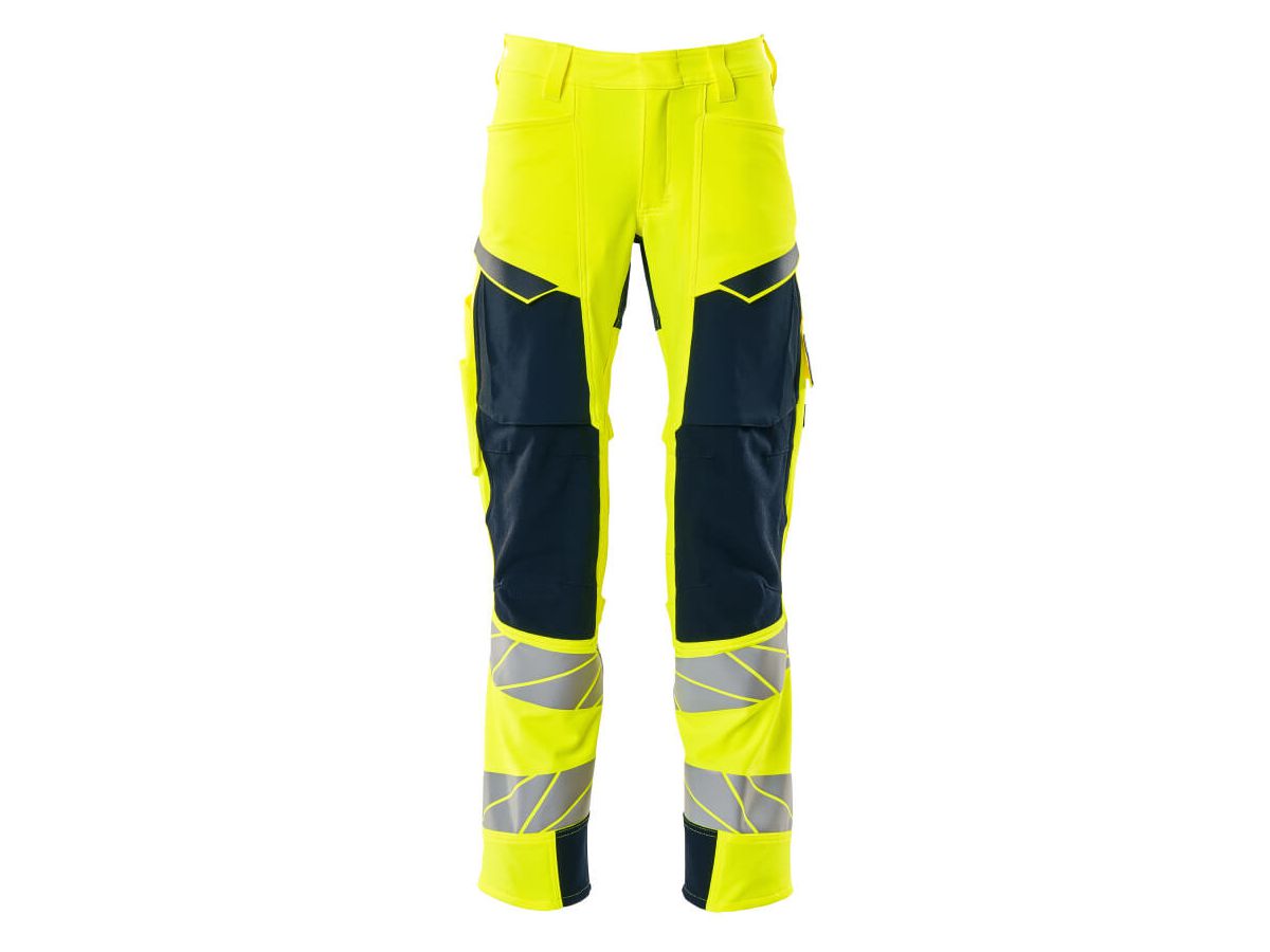 Hose mit Knietaschen, Gr. 90C52 - hi-vis gelb/schwarzblau