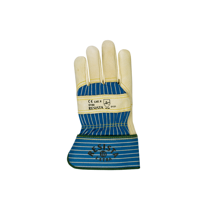 Schutzhandschuhe RESISTA-EXTRA Gr. 10 - Rindspalteleder/Drilch, gummierte Stulpe