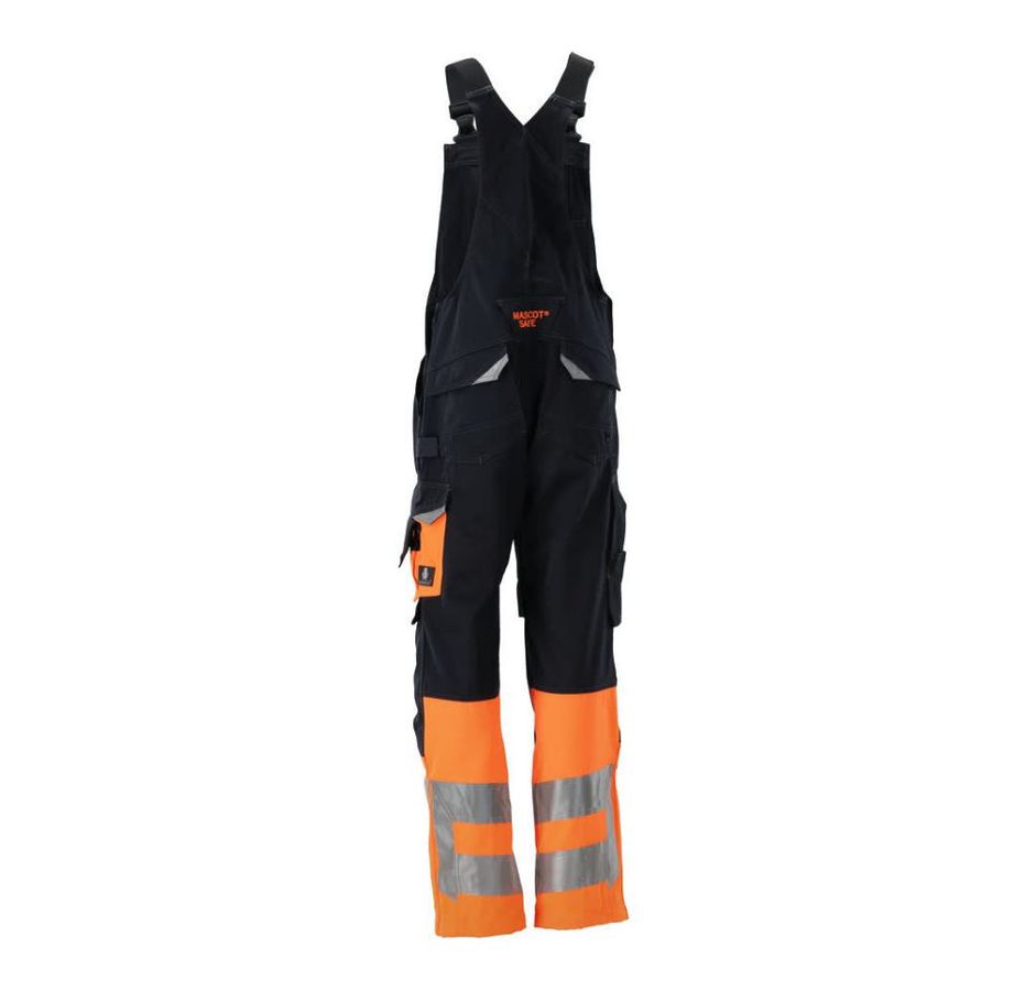 Sunderland Latzhose mit Knietaschen - Gr. 82C60, schwarzblau/hi-vis orange