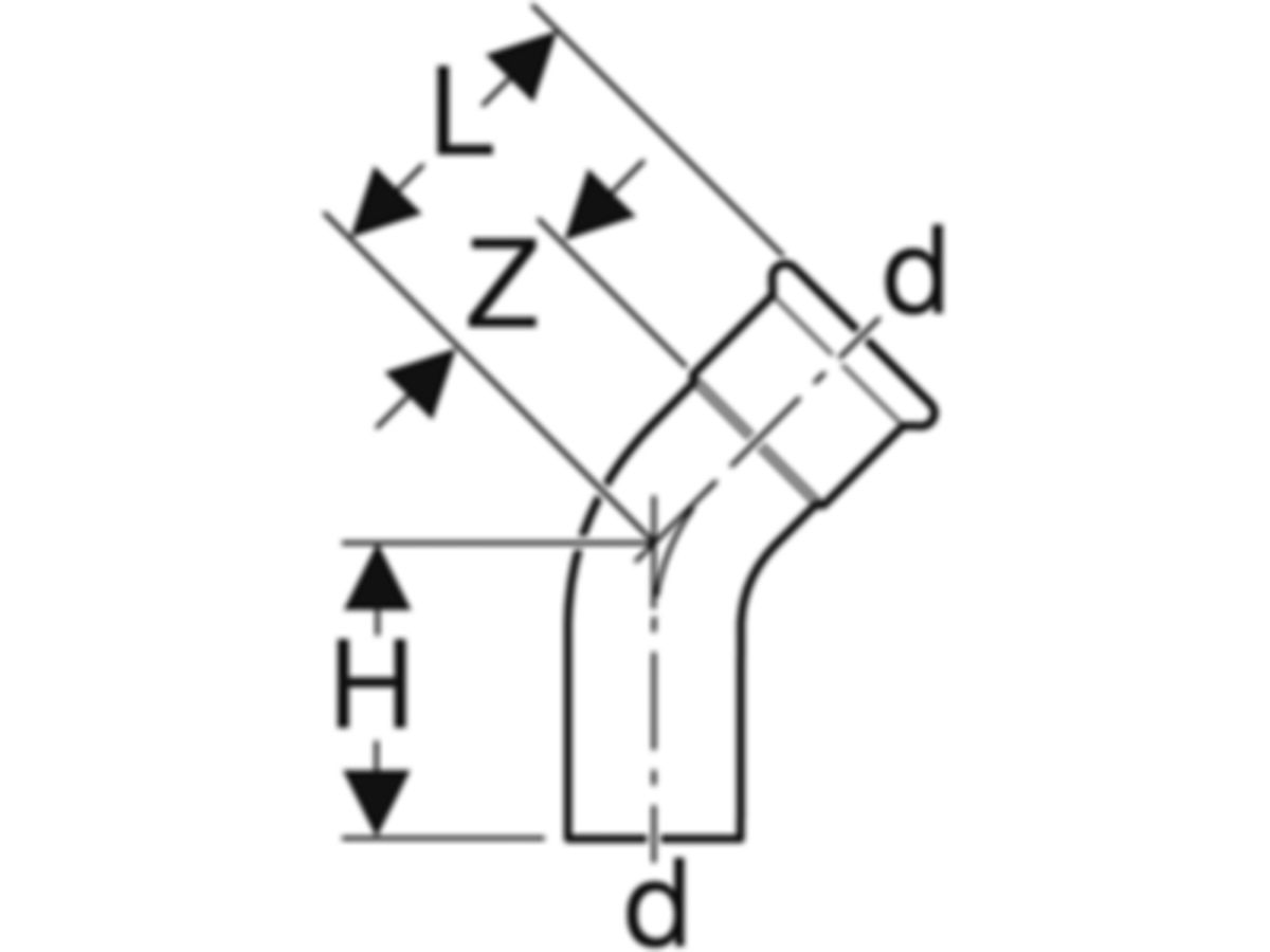 MPF-Einsteckbogen 45° Gas. 54 mm