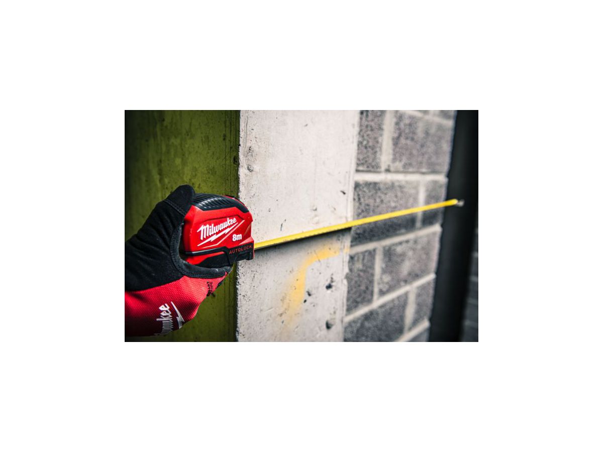 Pro-Compact-Bandmass 8 Meter - Milwaukee 25mm Band Breite, mit Autolock