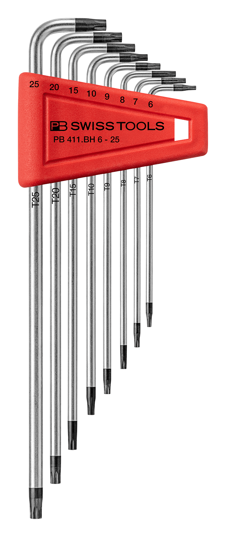 Winkelschraubenzieherset PB 411 Torx - Gr. 6-25 lange Ausführung mit Bohrung