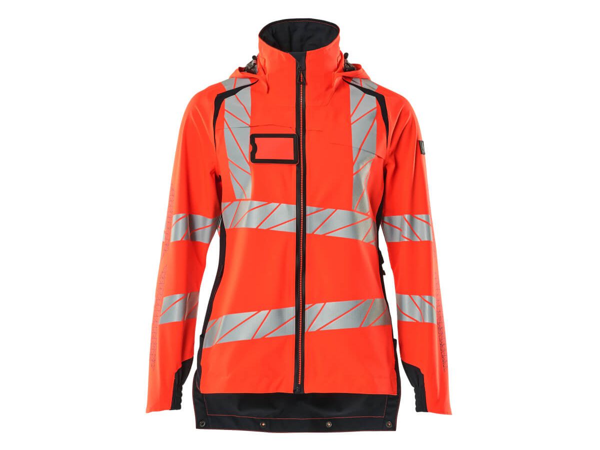 Soft Shell Jacke, Damenpassform, Gr. 2XL - hi-vis rot/schwarzblau, 100% PES