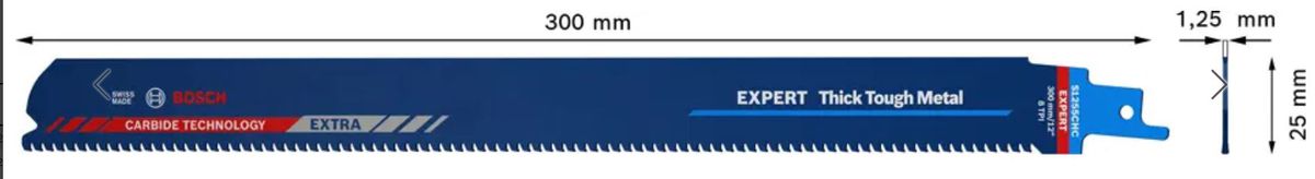 Säbelsägeblatt Bosch S 1255 CHC enduranc - EXPERT,CARBIDE Länge: 300x25mm, à 10Stk