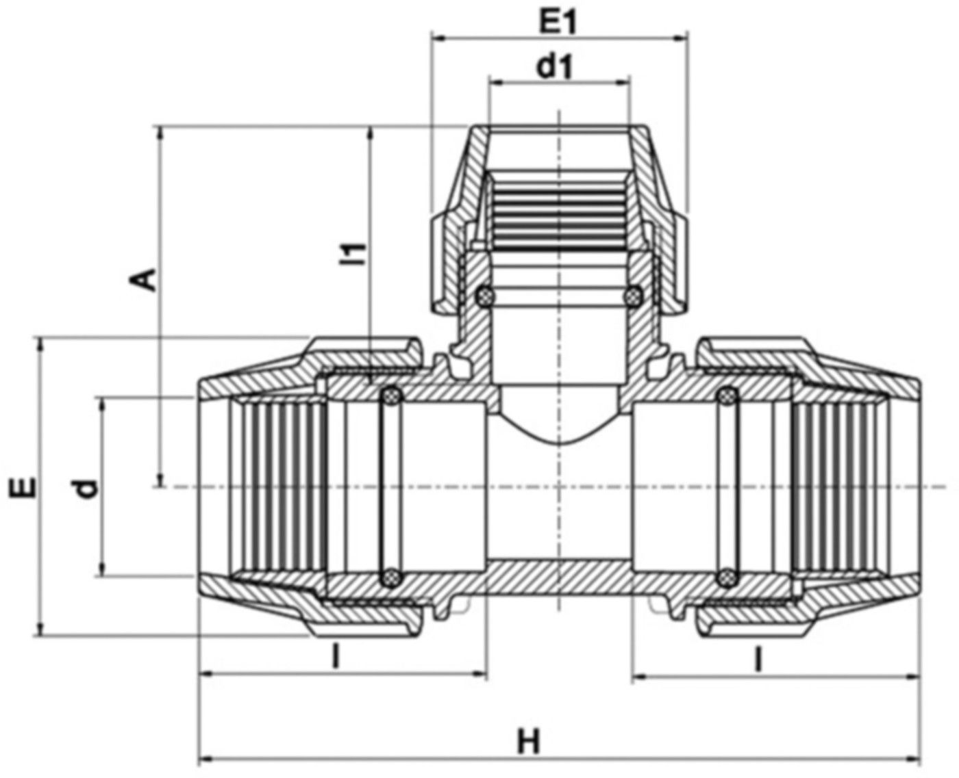 Plasson-Tee 90° Nr. 7340 reduziert