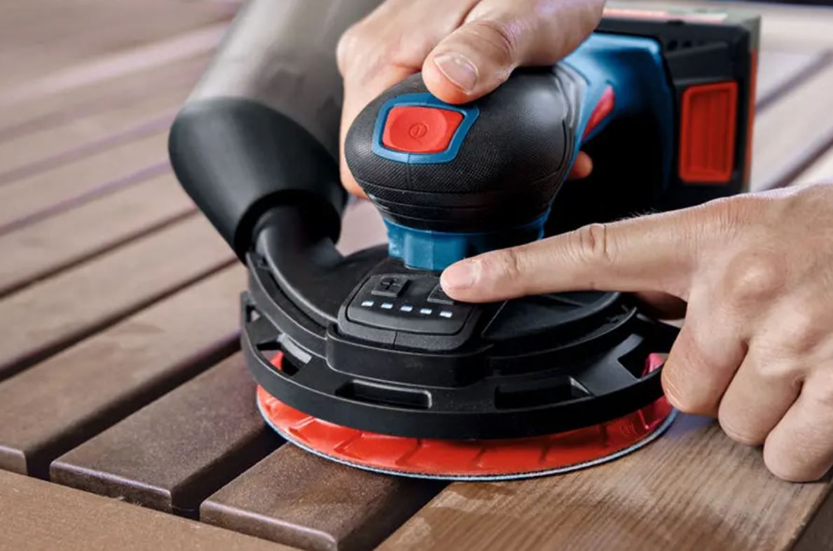 Akku- Exzenterschleifer 5mm Hub - Bosch, EXEX18V-150-5 (solo; L-boxx)