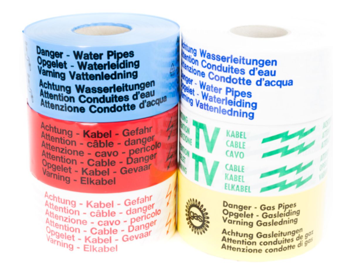 Ortungs-Warnband mit Stahlband - "Achtung Wasserleitung" Blau Rl. à 250m