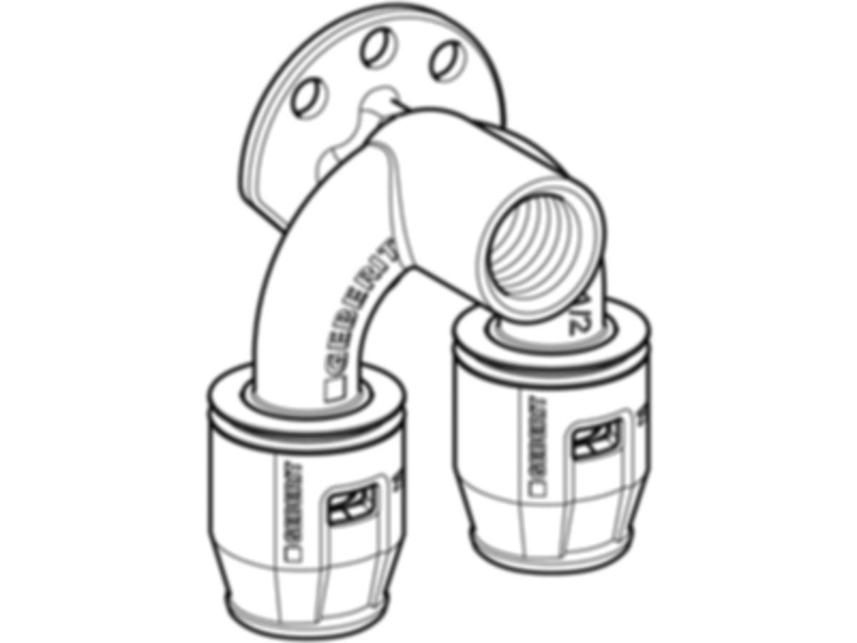 PushFit Doppelanschlusswinkel - 90° Rp 1/2"