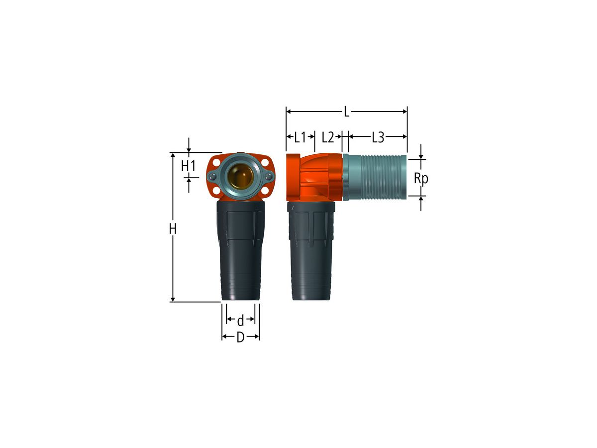 Optiflex-Flowpress-Dose 1/2 x 16 - mit Abdichtungsverlängerung