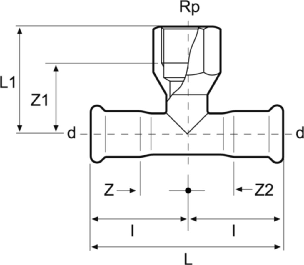 T-Stück mit Innengewinde C-Stahl - Eurotubi