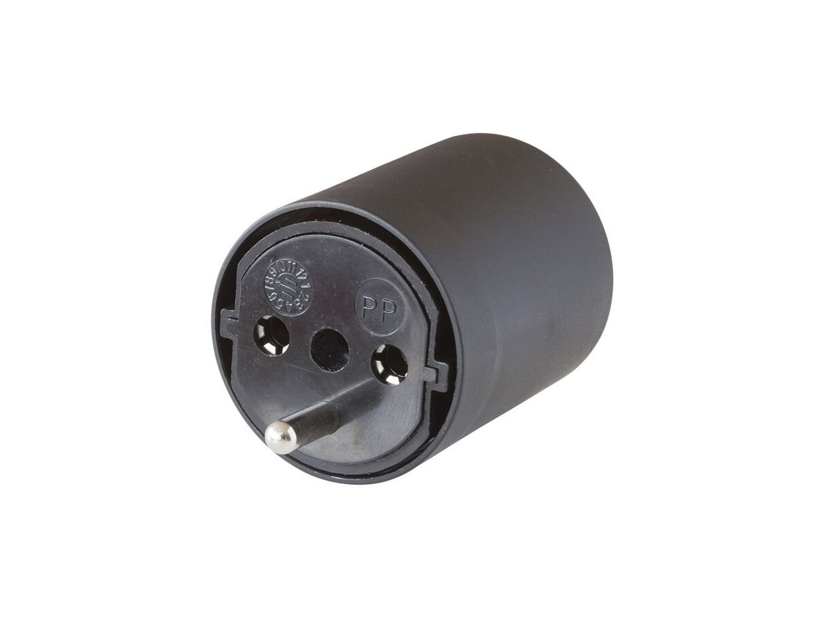 FIX-Adapter DE auf CH schwarz 230V - 3-polig T23