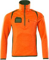 Fleecepullover mit Reissverschl. Gr. 2XL - hi-vis orange/moosgrün, 94%PES/6% EL
