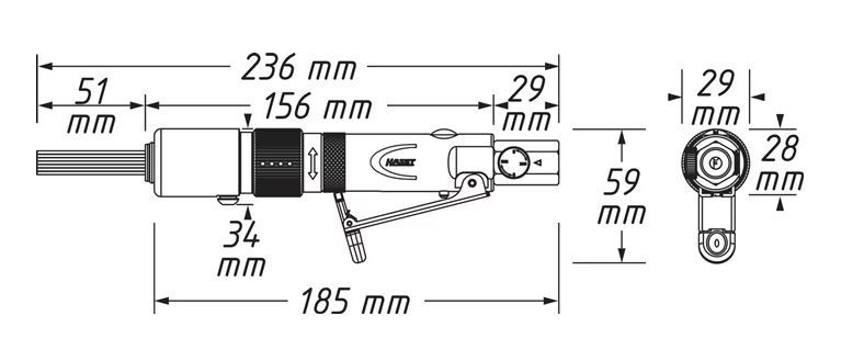 Nadelentroster Druckluft Hazet, 1.3 mm - Geradeform, 0.48 kg, 48.1 l/min