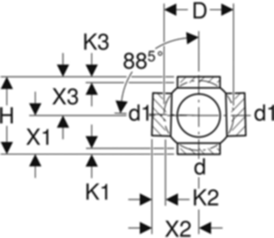 Geberit PE Mehrfach-Abzweig  90° - 3-teilig