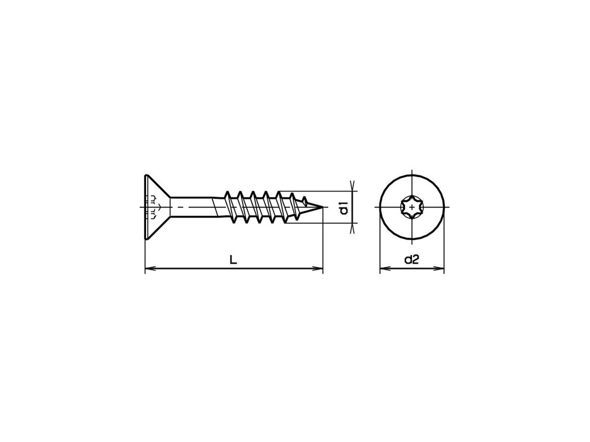 Spanplattenschrauben Senkkopf - Inox A2, mit Schaft