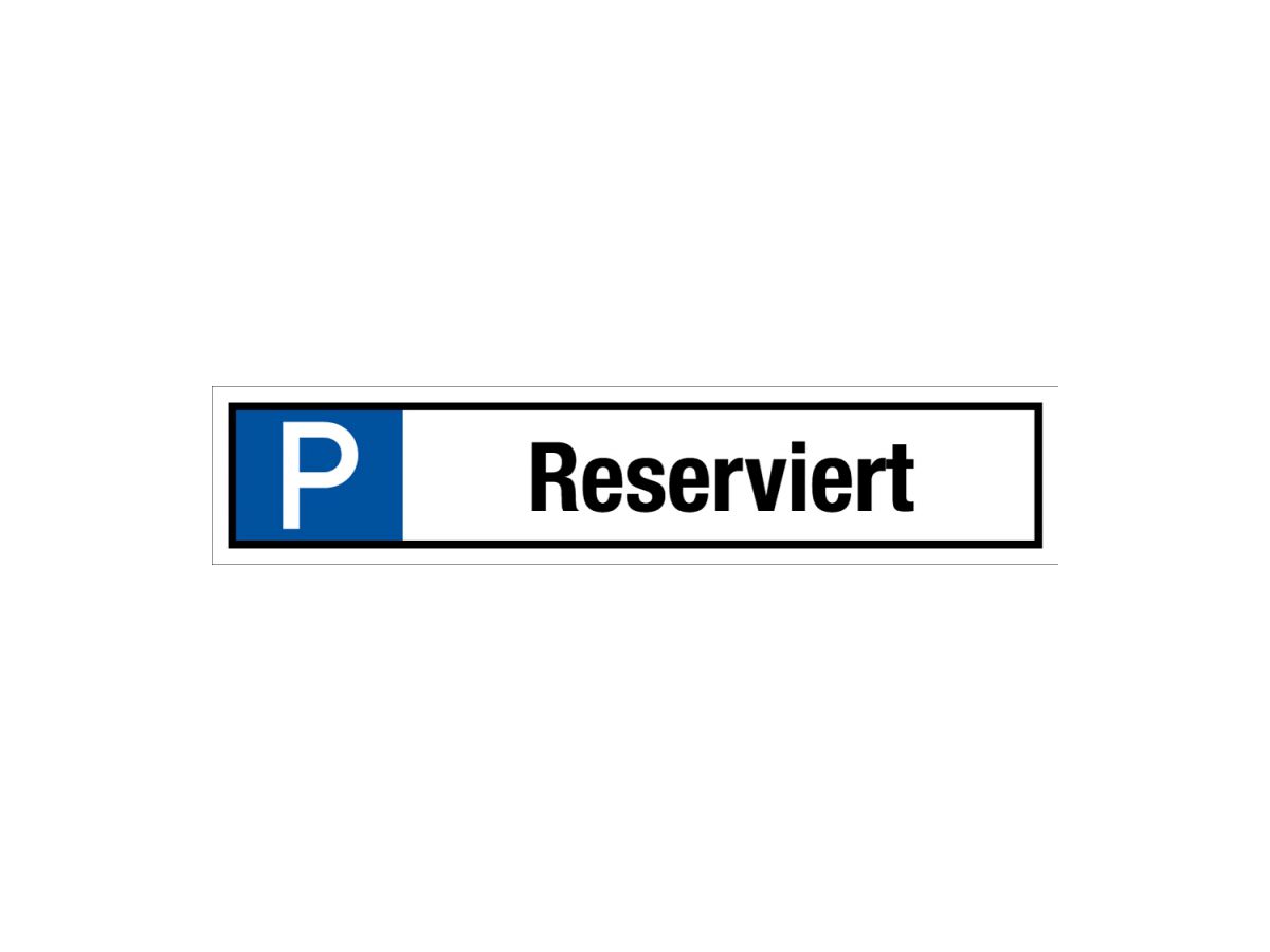 Parkplatzschild Alu "Reserviert" - weiss einbrennlackiert 460x110x2.0 mm