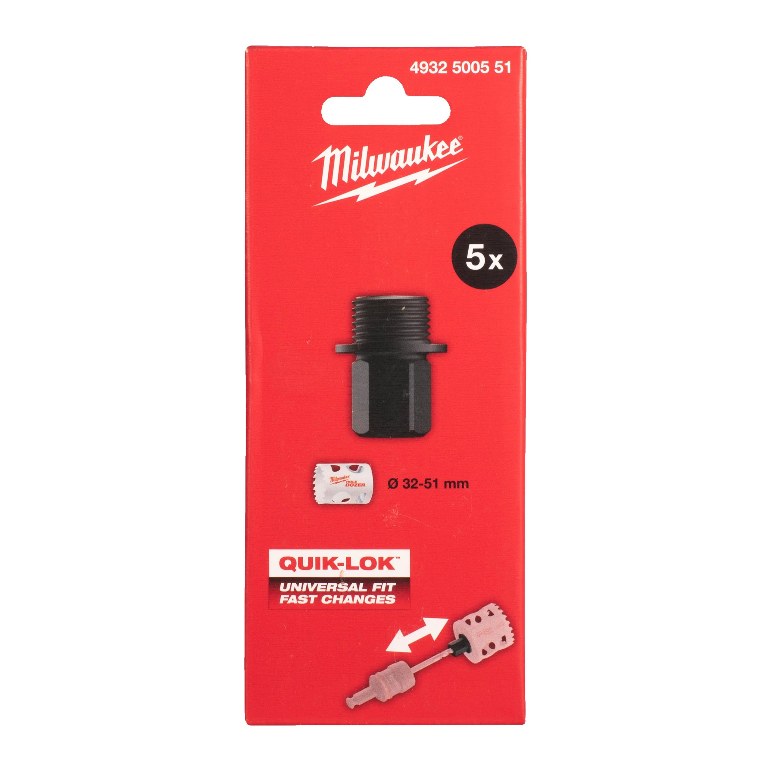 Adapter MILWAUKEE QUIK-LOK Grösse L - 5/8"x18 mm, Pak à 5 Stk.