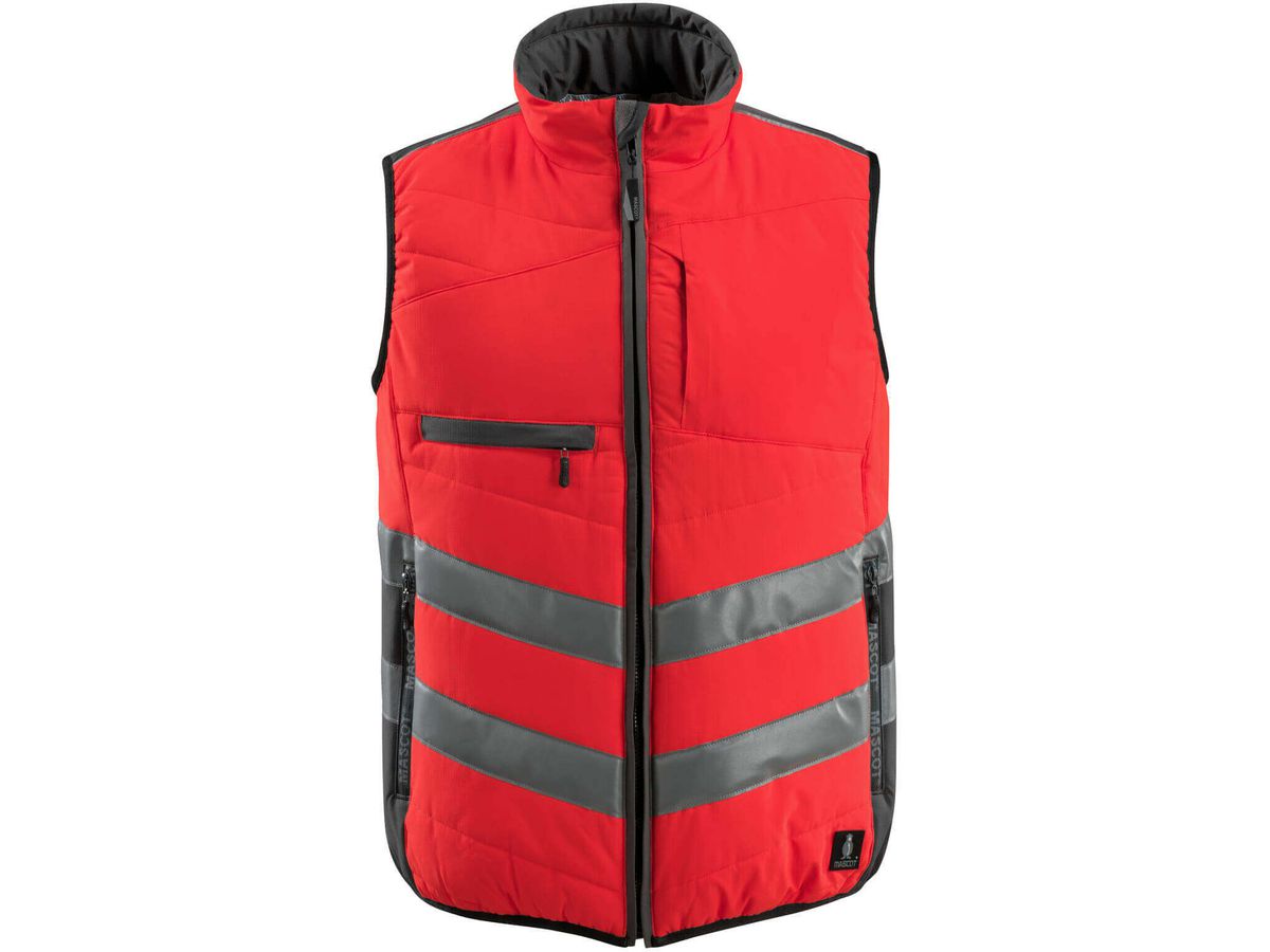 Winterweste GRIMSBY, Gr. 4XL - hi-vis rot/dunkelanthrazit, 100% PES