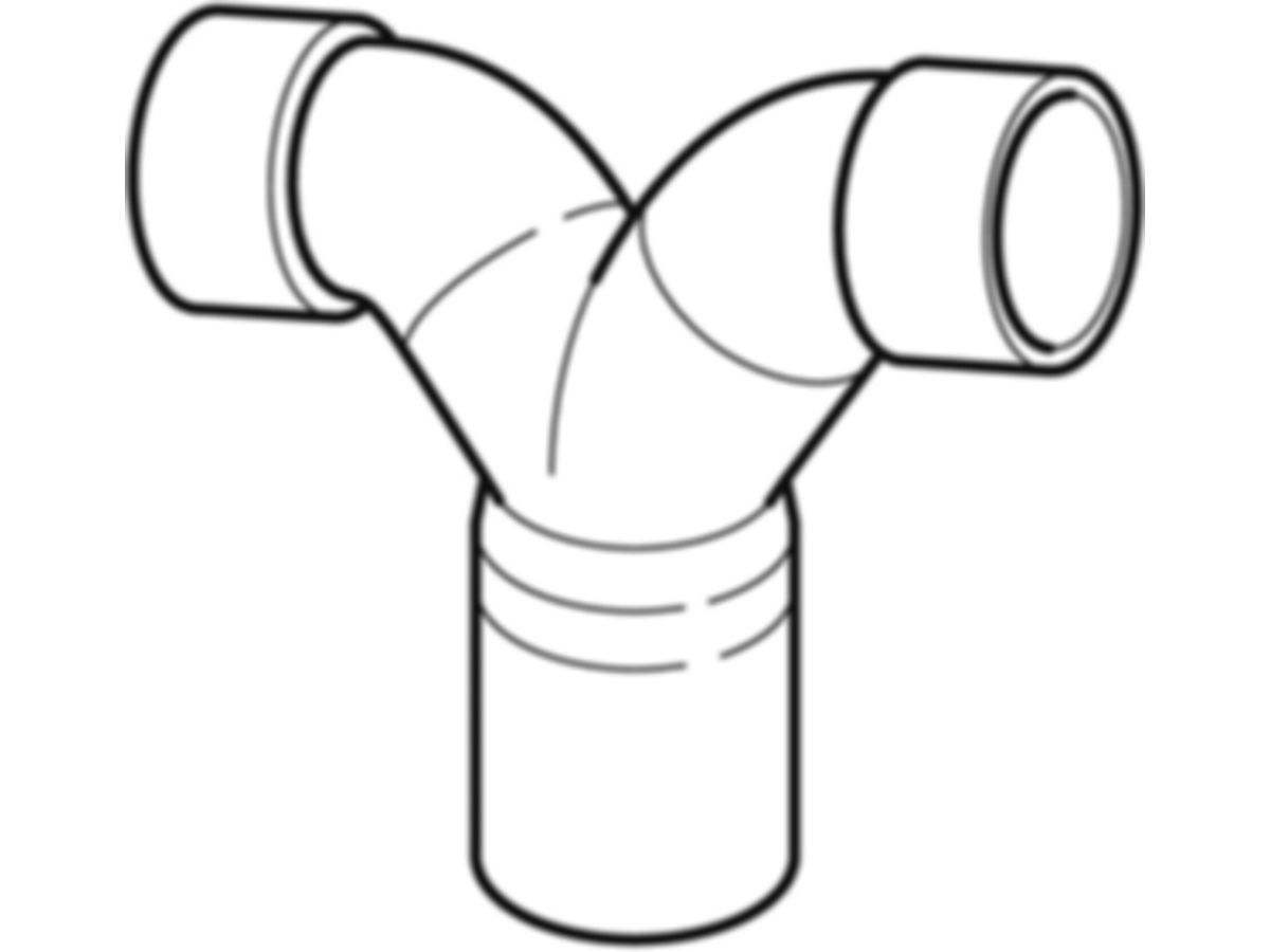 Geberit PE Hosen-T m. Sifonanschl.Muffe - 180°