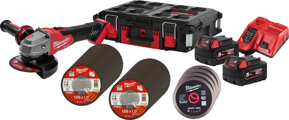Akku-Winkelschleifer-SET M18FSAG125XB - Milwaukee in HD Box, 100P-502P