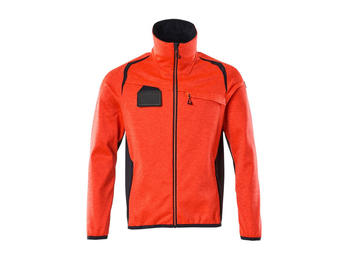 Fleecepullover mit Reissverschl. Gr. 3XL - hi-vis rot/schwarzblau, 94%PES/6% EL