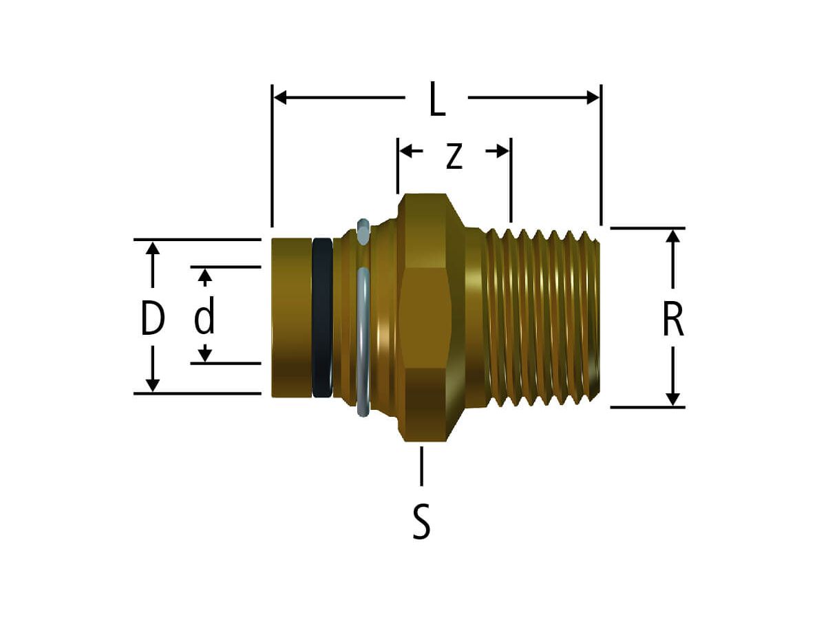 Steckübergang gerade MF 1/2" - mit Aussengewinde