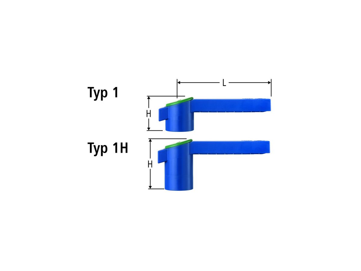 Griff, zu Optipress-Kugelhahn 2" - Griff blau, mit Deckel grün Kunststoff