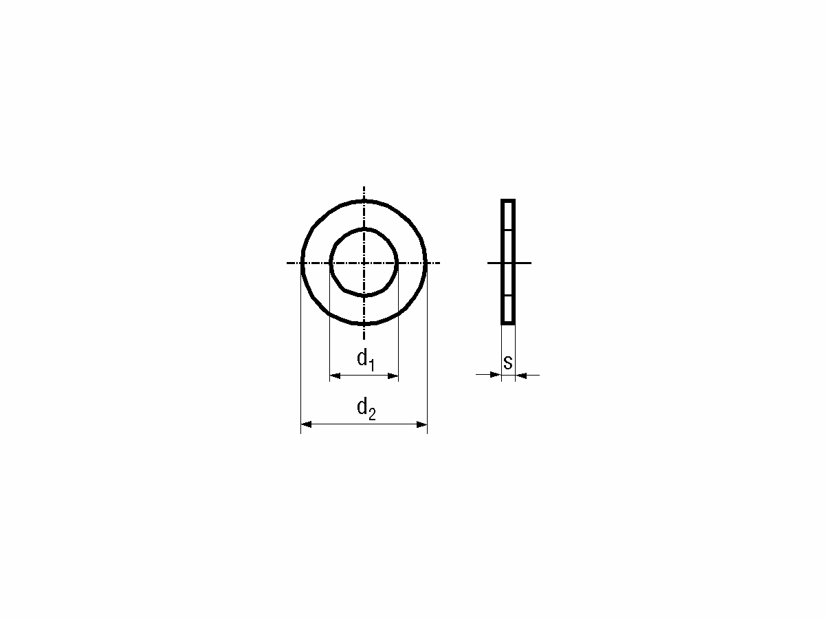 Scheiben o. Fase St brüniert M24/25/44/4 - DIN 125A    Pak à 50 Stk