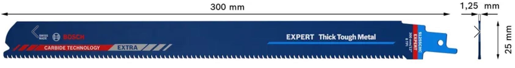 Säbelsägeblatt Bosch S 1255 CHC enduranc - EXPERT,CARBIDE Länge: 300x25x1.25mm,8TPI